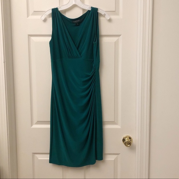 Lauren Ralph Lauren V-Neck Dress, Green Size 6 - Picture 1 of 5
